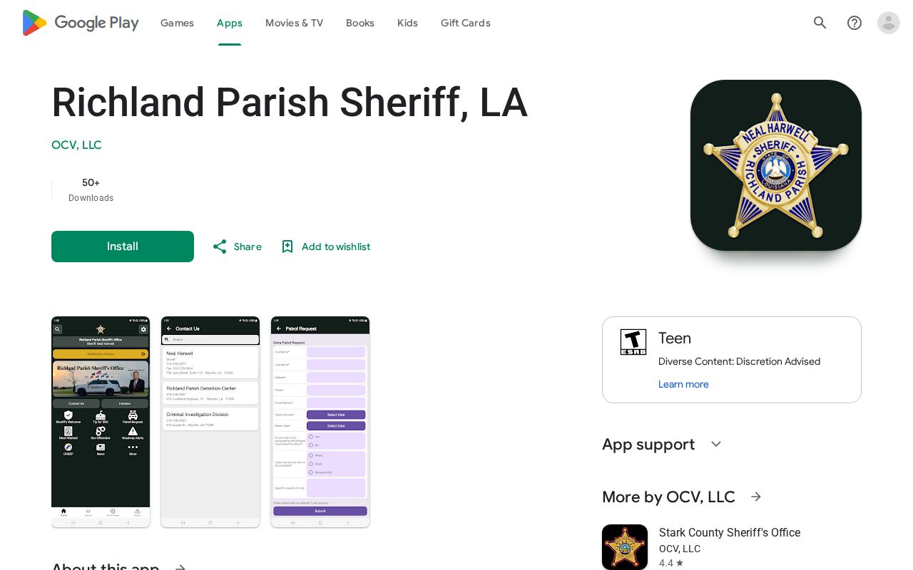 Current Richland Parish sheriff app description without a released mugshot promise