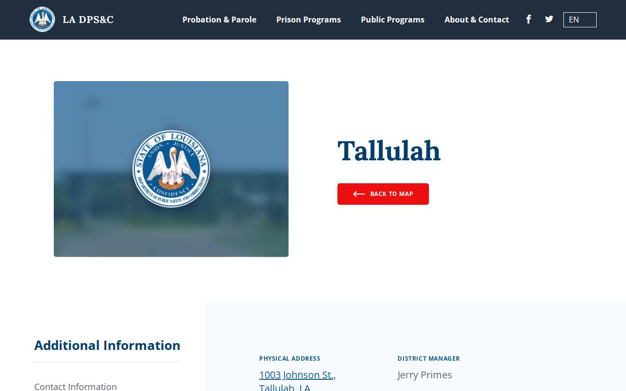 Tallulah District office for Richland Parish parole and probation supervision