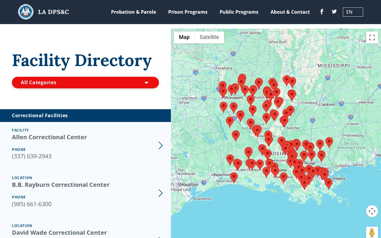 Richland Parish Detention Center Female release facility directory